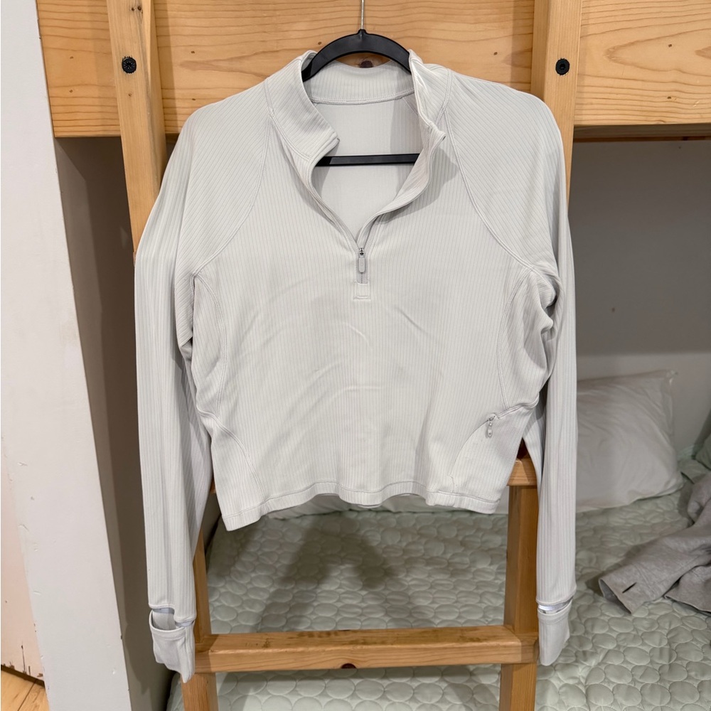 Women's White Quarter-Zip Top